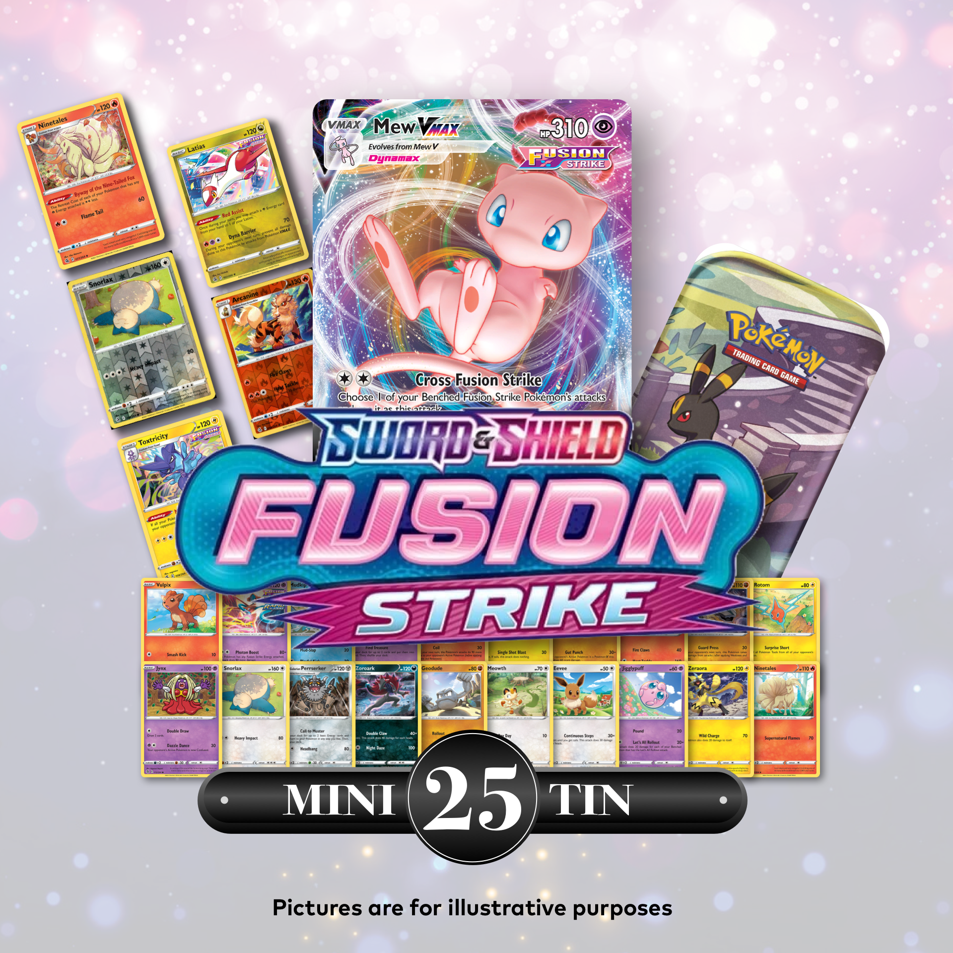 Pokemon TCG Sword & Shield: Fusion Strike Mystery Pack x25 w/ Mini Tin Poke Bruvs Pokemon TCG Sword & Shield: Fusion Strike Mystery Pack x25 w/ Mini Tin Poke Bruvs