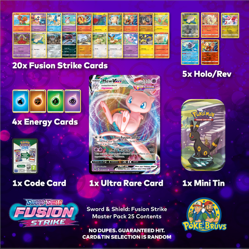 Pokemon TCG Sword & Shield: Fusion Strike Mystery Pack x25 w/ Mini Tin – Poke Bruvs