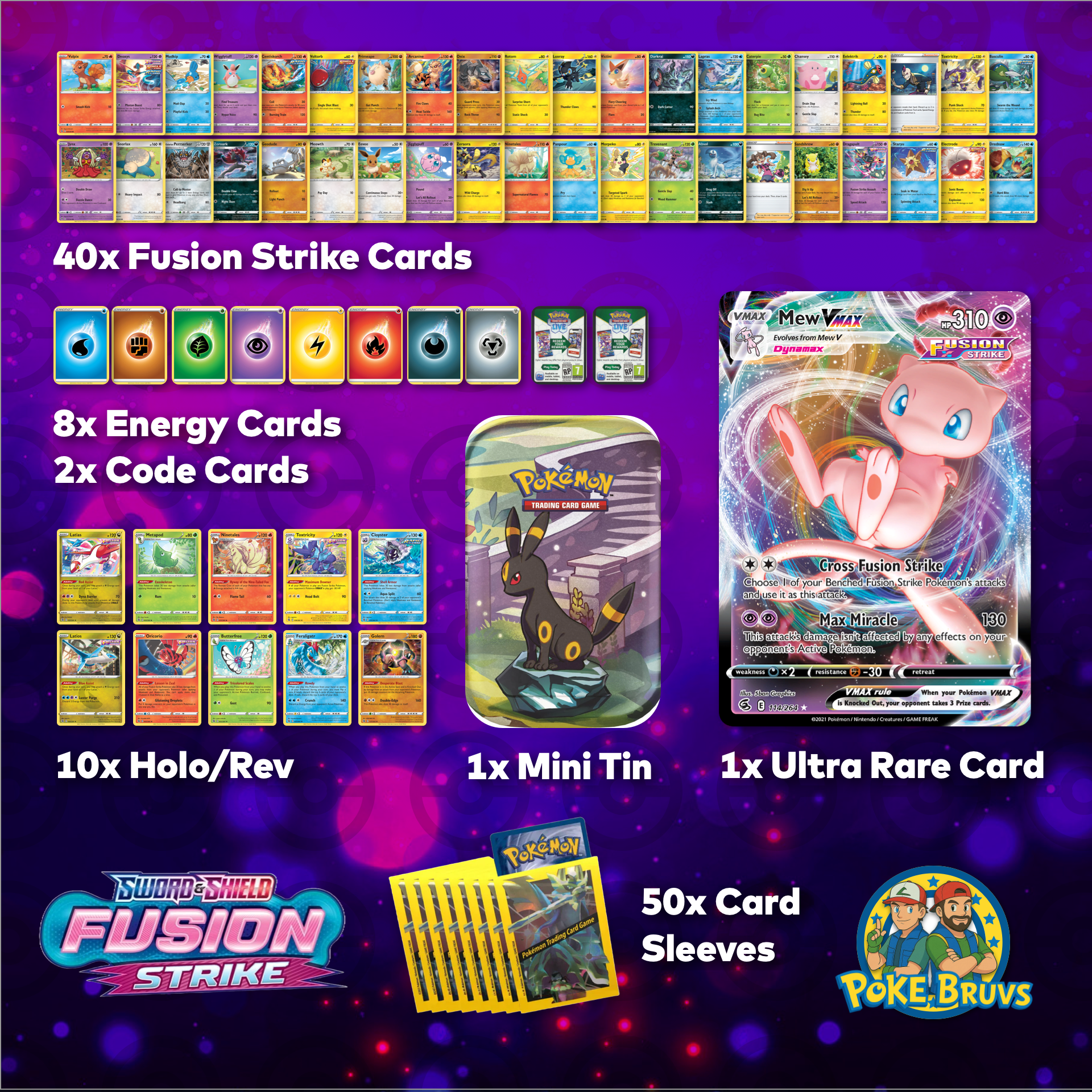 Pokemon TCG Sword & Shield: Fusion Strike Master Pack x50 w/ Mini Tin