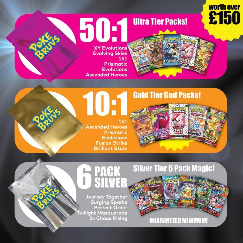 Poke Bruvs Pokemon TCG Mystery Booster Pack Bundle