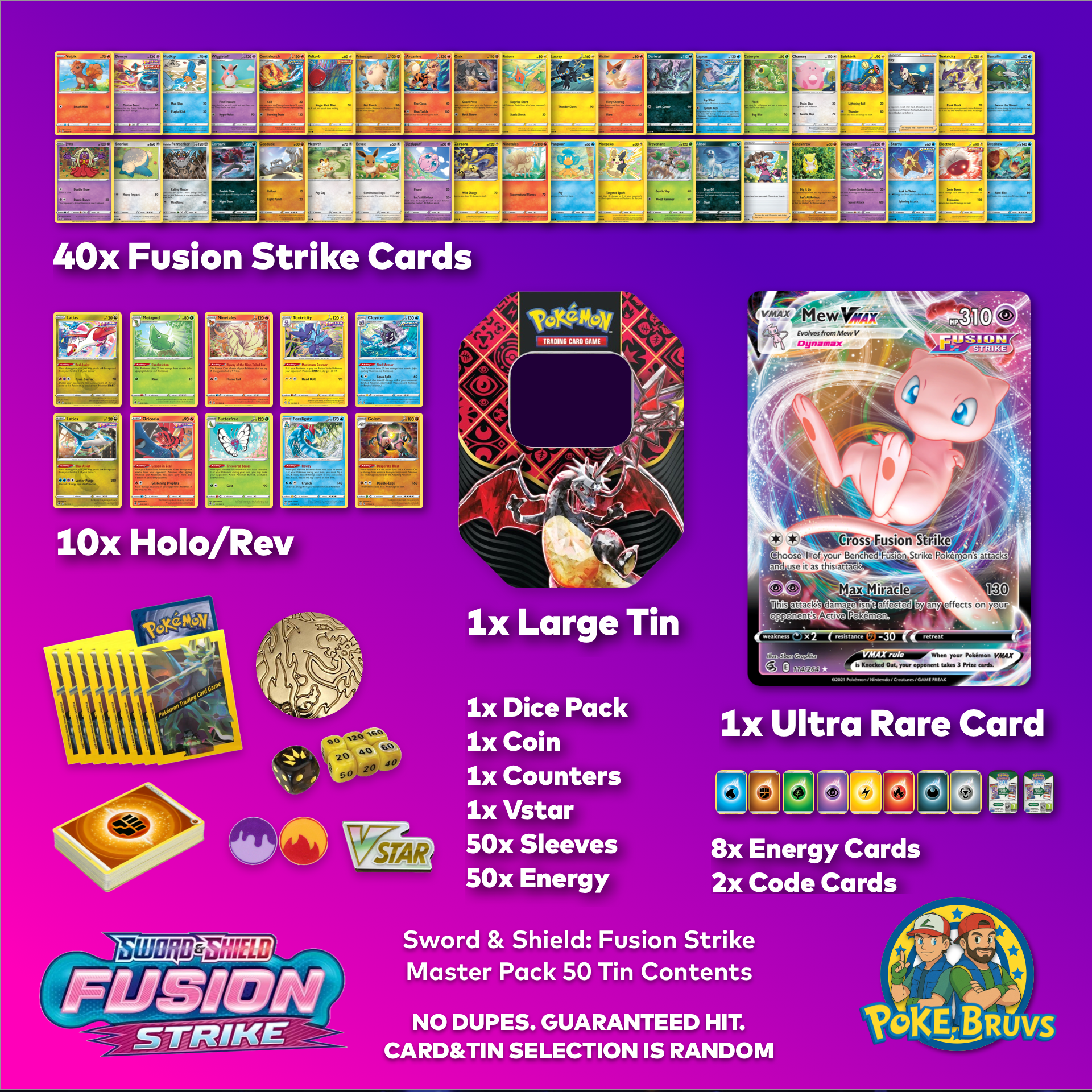 Pokemon TCG Sword & Shield: Fusion Strike Master Pack x50 w/ Large Tin