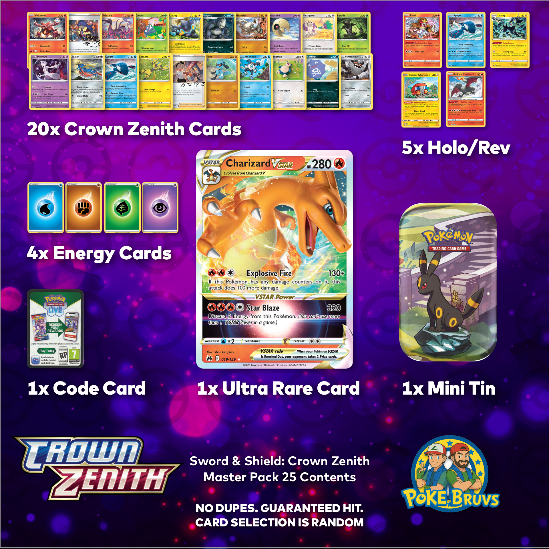 Pokemon TCG Sword & Shield: Crown Zenith Master Pack x25 w/ Mini Tin