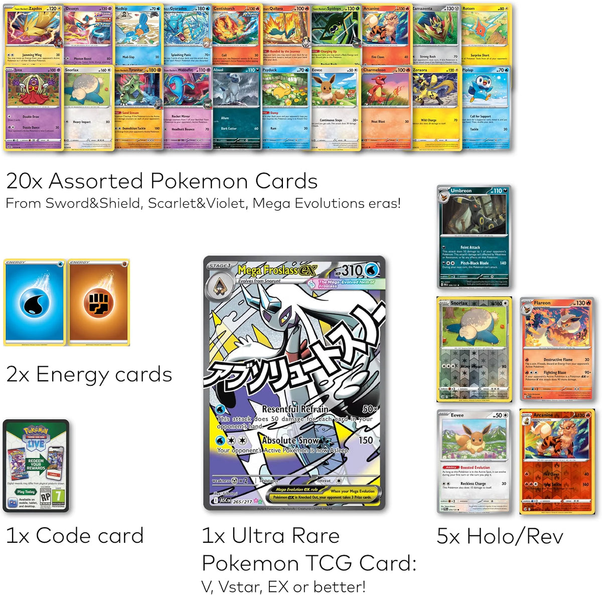 Pokemon TCG: 25 Card Mystery Pack incl. 5 Guaranteed Holos | + 1x Ultra Rare Card