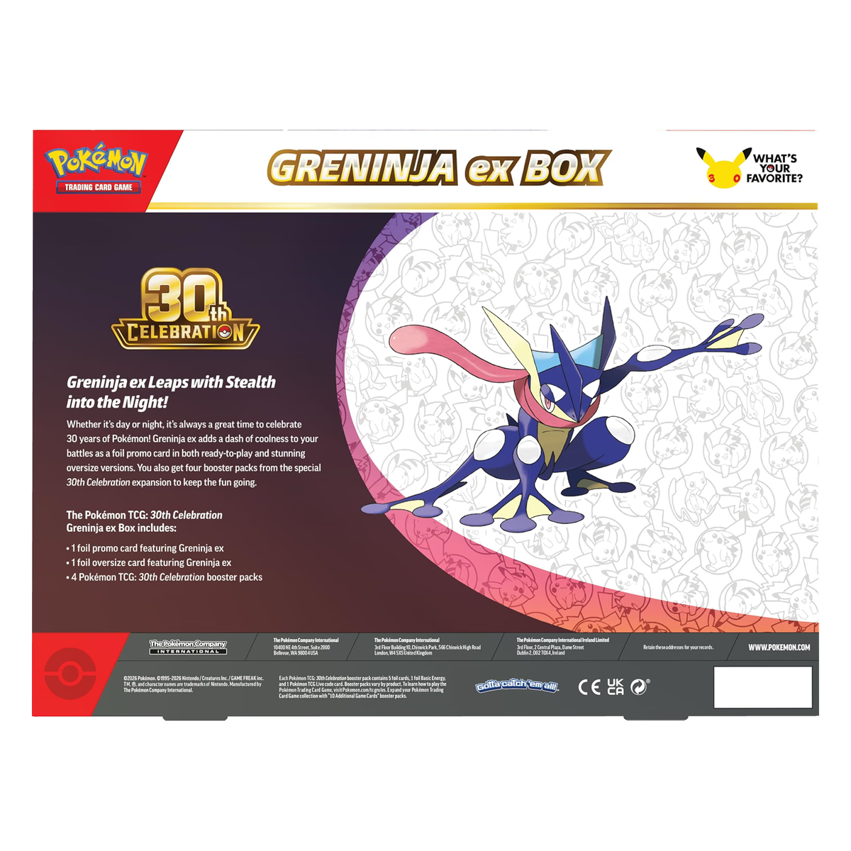 Pokémon TCG: 30th Celebration Greninja ex Box