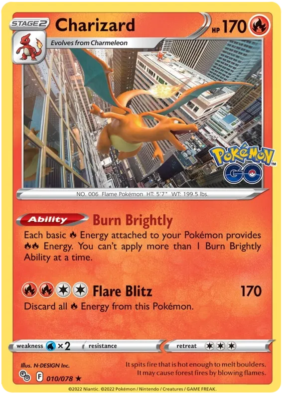 Charizard 010/078 - Sword&Shield: Pokemon Go Pokemon Card
