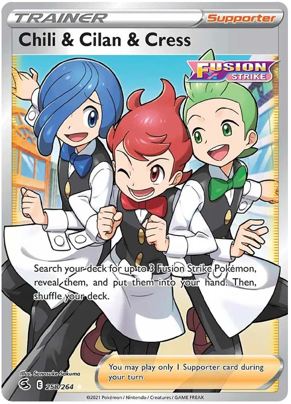 Chili & Cilan & Cress 258/264 - Sword&Shield Fusion Strike Pokemon Card