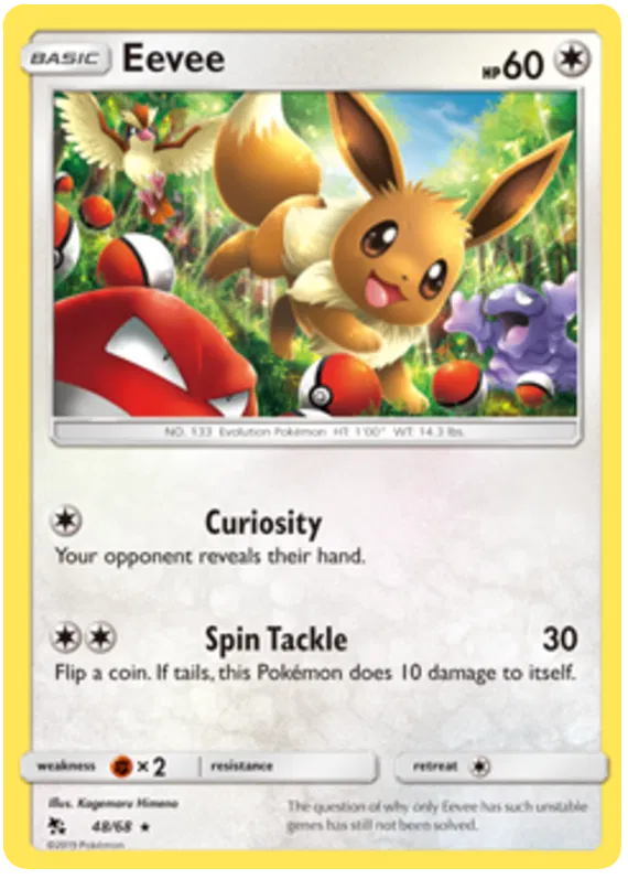 Eevee 048/068 - Sun&Moon: Hidden Fates Pokemon Card