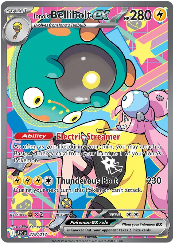 Iono's Bellibolt EX 279/217 - Mega Evolution: Ascended Heroes Pokemon Card