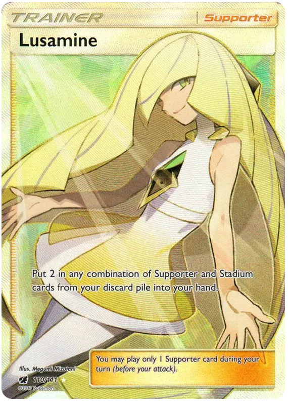 lusamine pokemon card 2025 Lusamine Full Art Supporter Trainer Holo Texture DIY Pokemon Card, Mint Condition Rare TCG Collectible