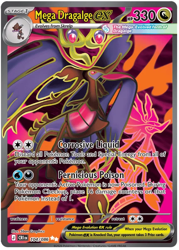 Mega Dragalge EX 104/086 - Mega Evolution: Chaos Rising Pokemon Card