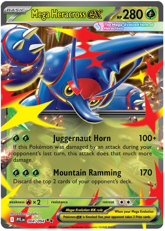 Mega Heracross EX 004/094 - Mega Evolutions: Phantasmal Flames Pokemon Card