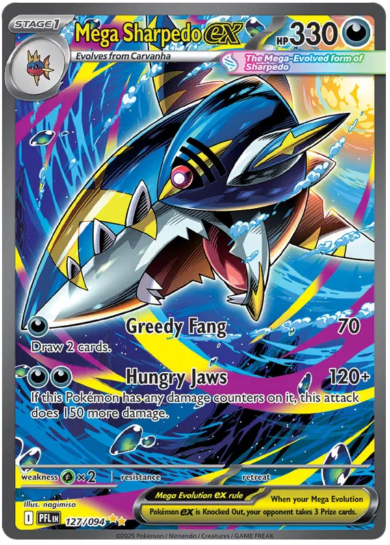 Mega Sharpedo EX 127/094 - Mega Evolutions: Phantasmal Flames Pokemon Card