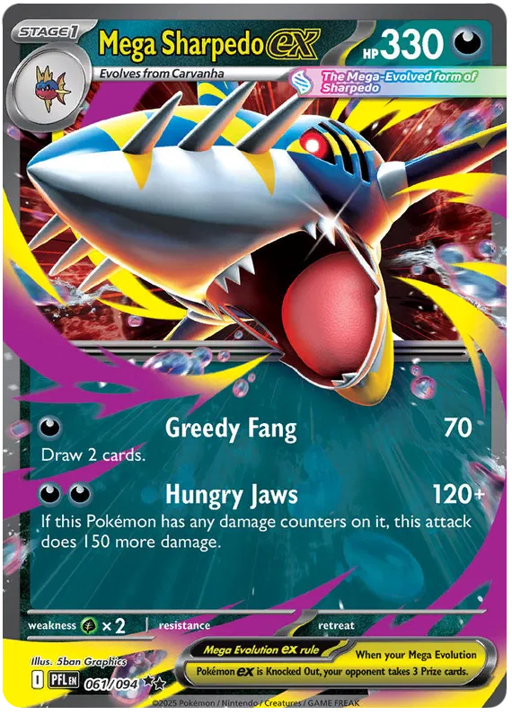 Mega Sharpedo EX 061/094 - Mega Evolutions: Phantasmal Flames Pokemon Card