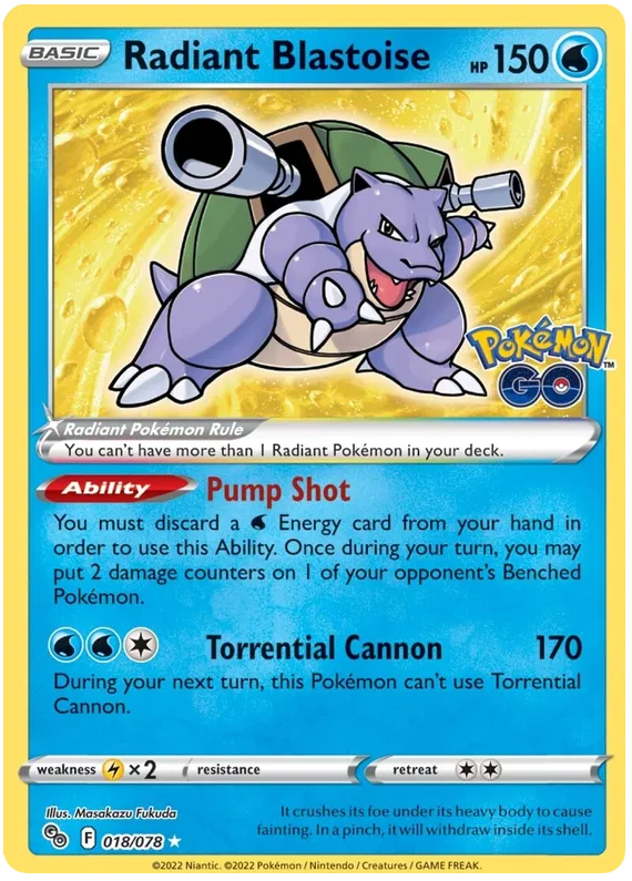 Radiant Blastoise 018/078 - Sword&Shield: Pokemon Go Pokemon Card