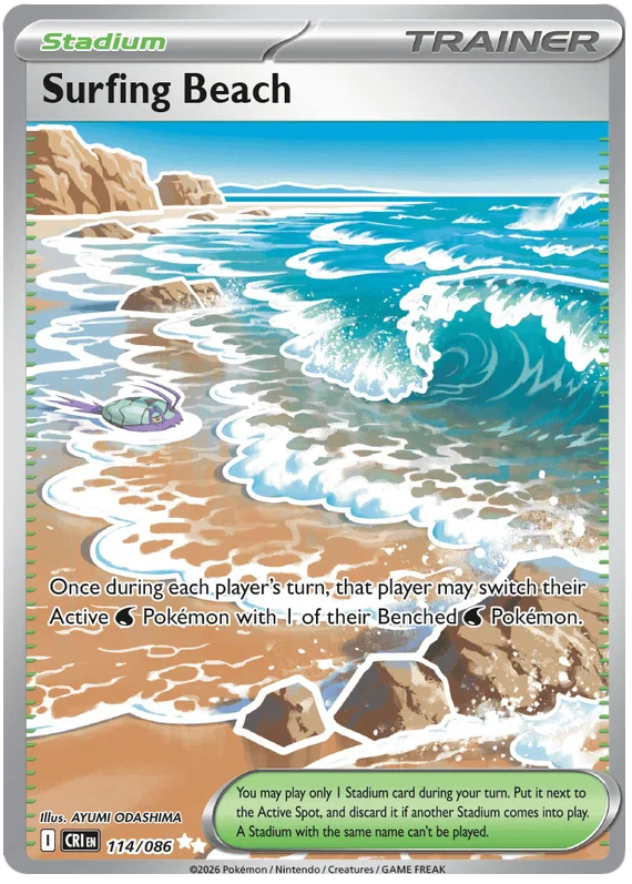 Surfing Beach 114/086 - Mega Evolution: Chaos Rising Pokemon Card