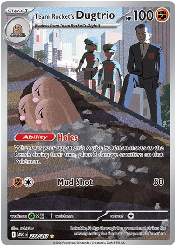 Team Rocket's Dugtrio 239/217 - Mega Evolution: Ascended Heroes Pokemon Card